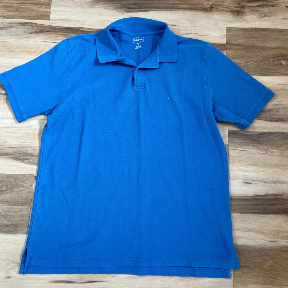 LL Bean Polo Shirt Mens XL Classic Cotton Trim Fit Blue Heritage Casual Double L